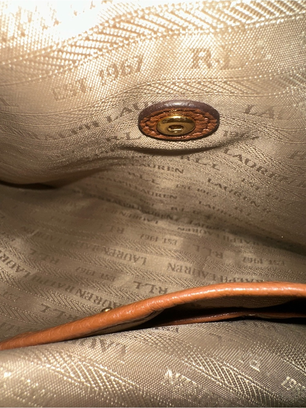 Lauren Ralph Lauren Large Chestnut Brown Luxury Leather Tote | Gold Hardware - Picture 11 of 16
